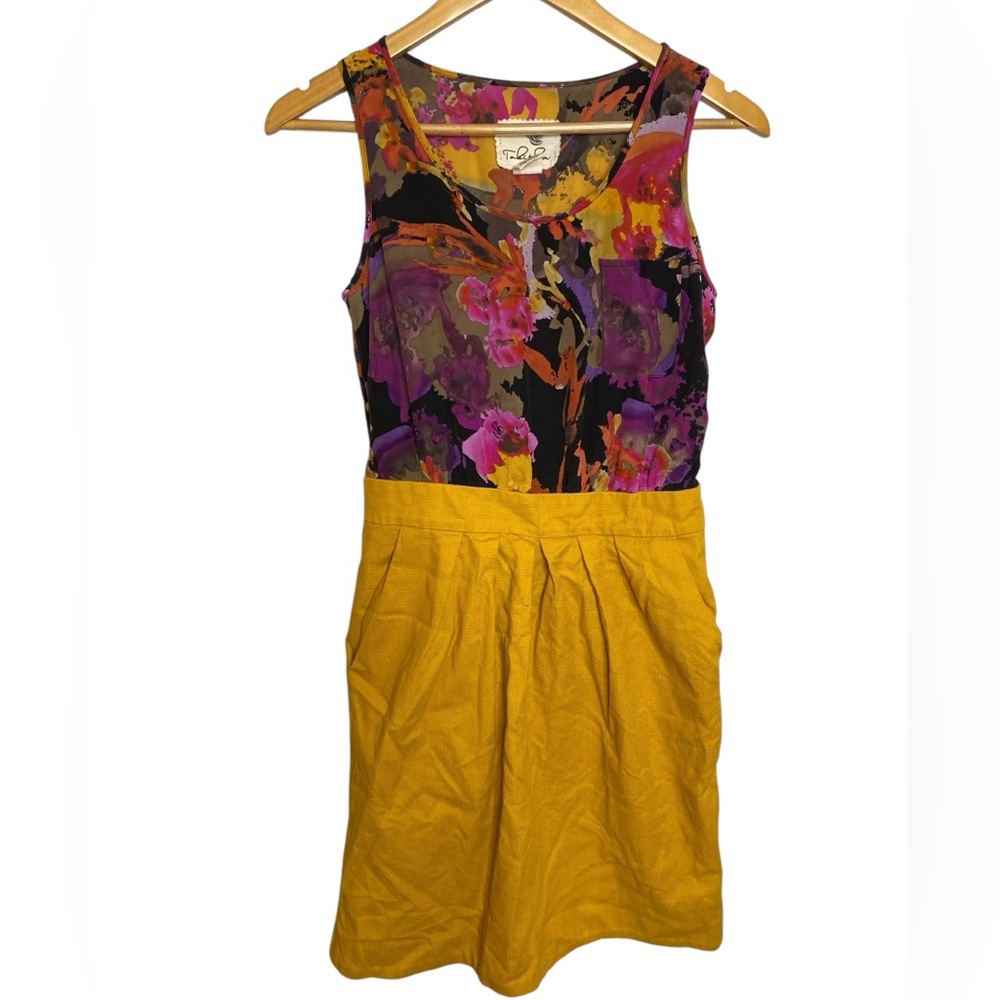 Talitha Floral Mini Dress - Black, Purple, and Yellow